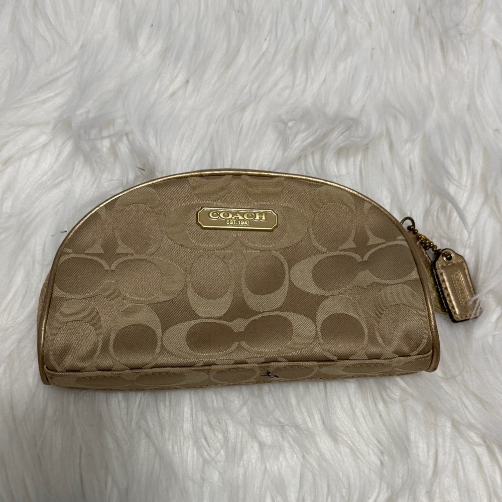 Coach Metallic Gold Signature Dome Cosmetic Pouch